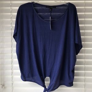 Blue tie front White House Black Market top